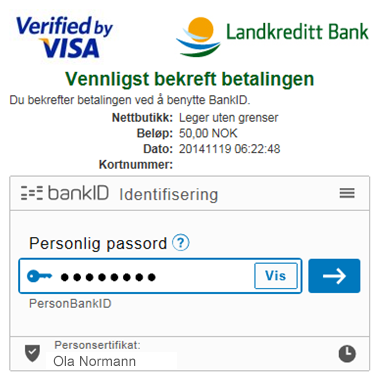 Bekreft betalingen med BankID steg 2